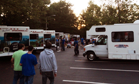 Students and trailers at Campout