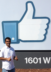 Dipesh at the Facebook "Like" Sign