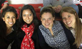 A picture of Diana and friends at the Carolina Hurricanes game