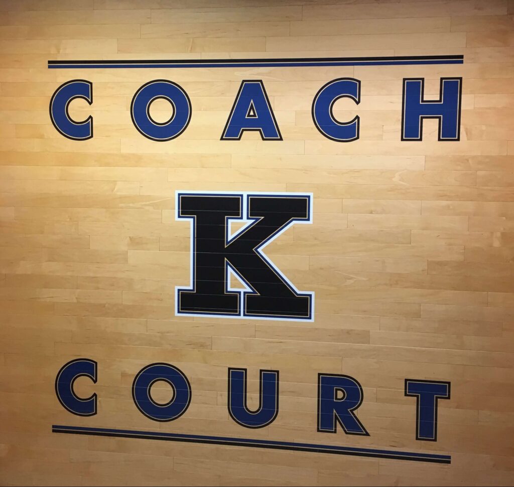 Sign of "Coach K Court"