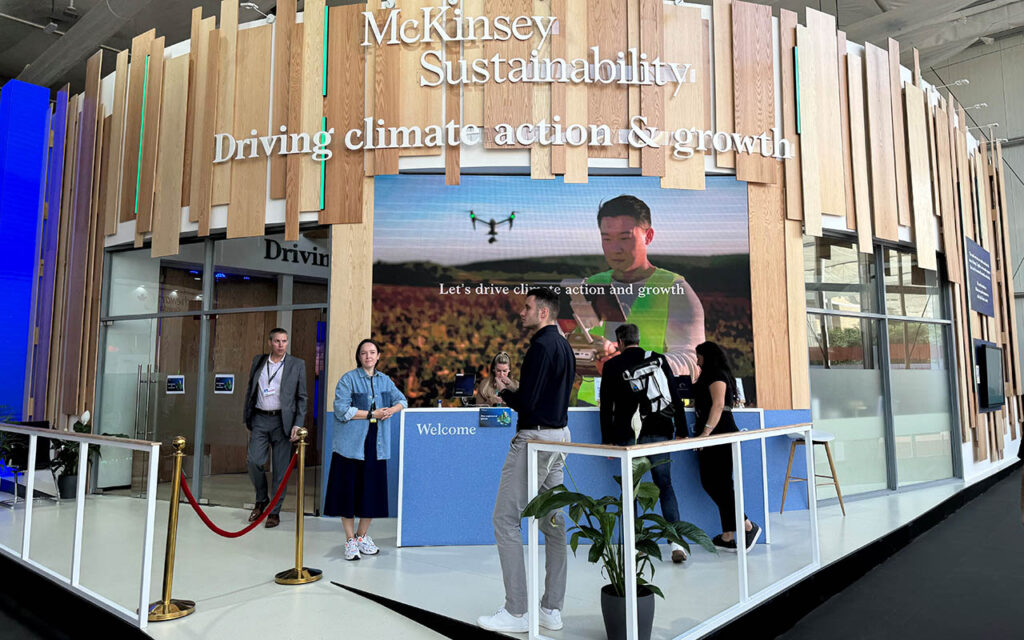 The McKinsey & Co. booth at COP28 in Dubai