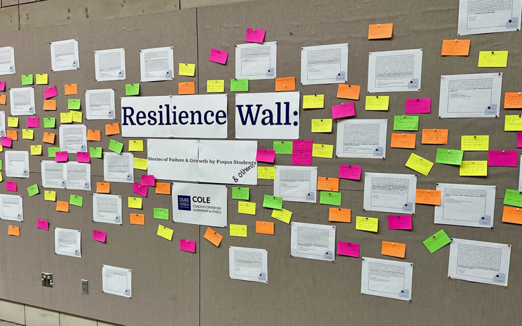 COLE Resilience Wall posted to wall surrounded by post-it notes