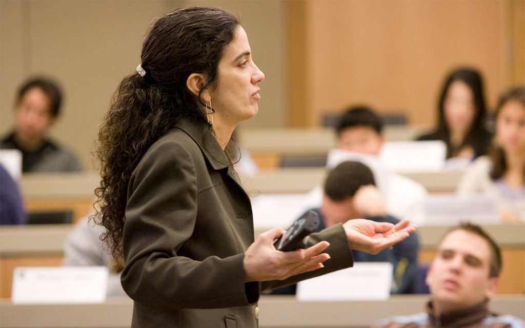 Mary Frances Luce, interim dean of The Fuqua School of Business, teaching a course in (year)