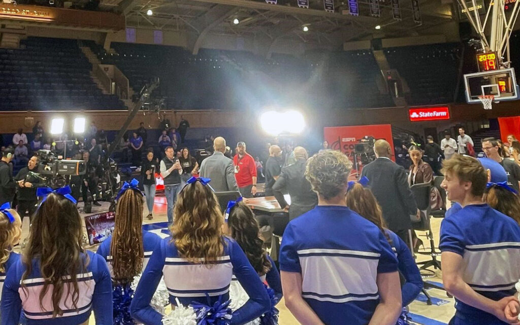 A behind-the-scenes look of the ESPN College GameDay broadcast inside Cameron Indoor Stadium