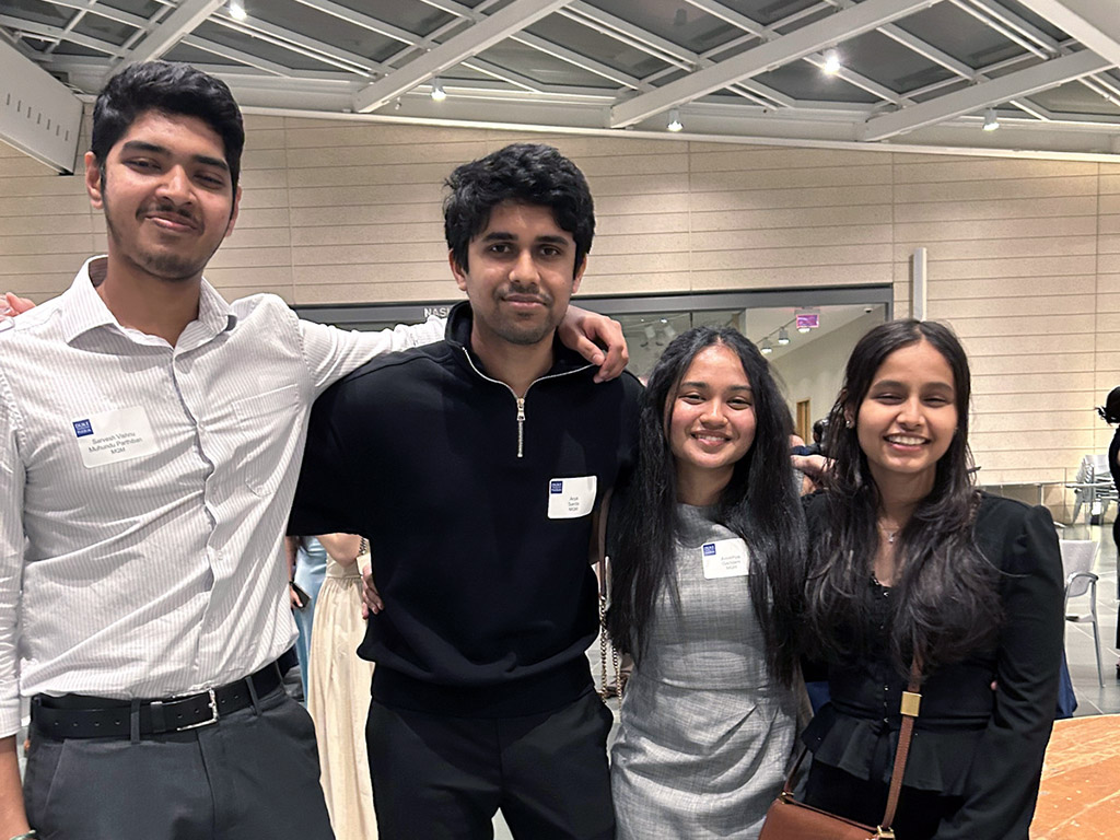 Aditi Achrekar and three of her friends in the MMS: FOB program at Duke University's Fuqua School of Business