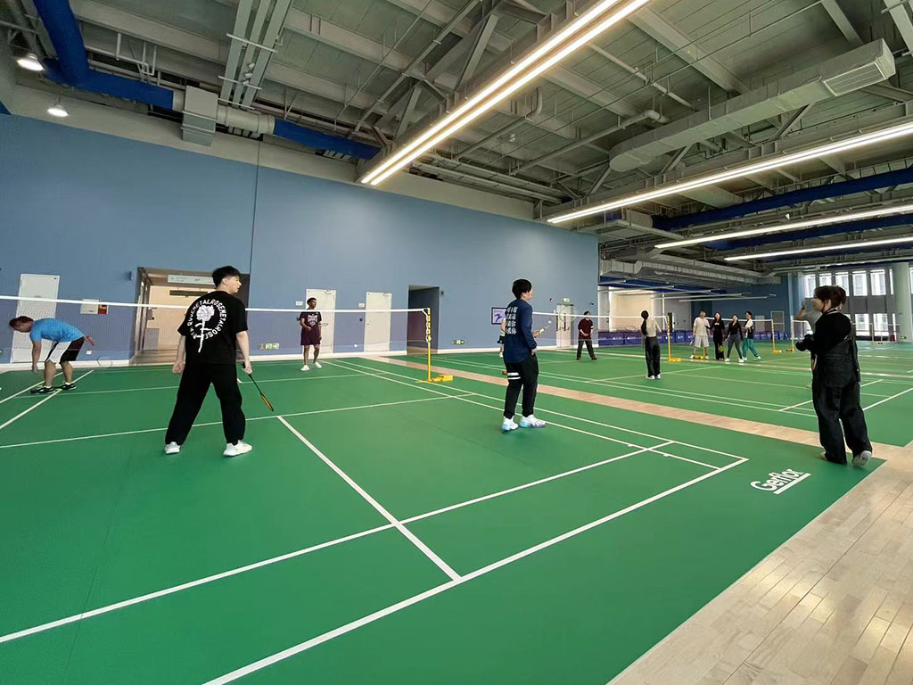 Hantao Gan, an MMS: DKU student, and a few of his classmates participating in a badminton tournament at the DKU sports complex