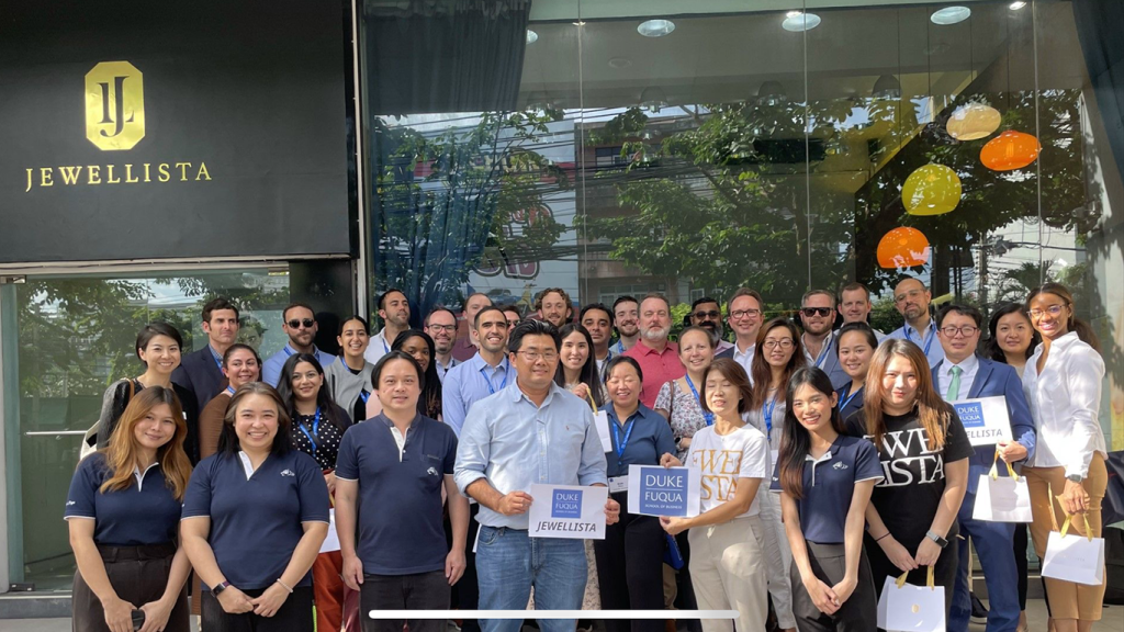 Members of the Global Executive MBA program stand outside Jewelista, one of the sites they visited on the Bangkok residency