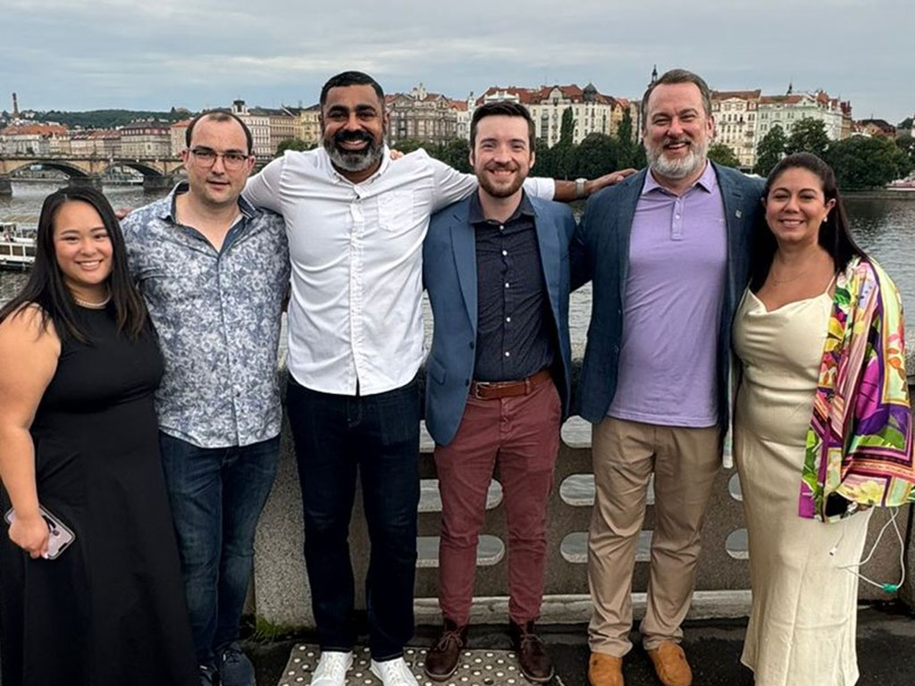 Rob Saylor with his classmates in Prague