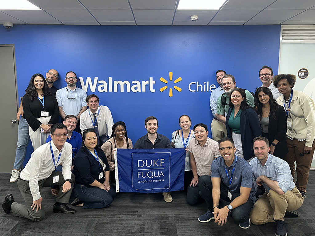 Members of the Global Executive MBA Class of 2025 at Walmart's facility in Chile