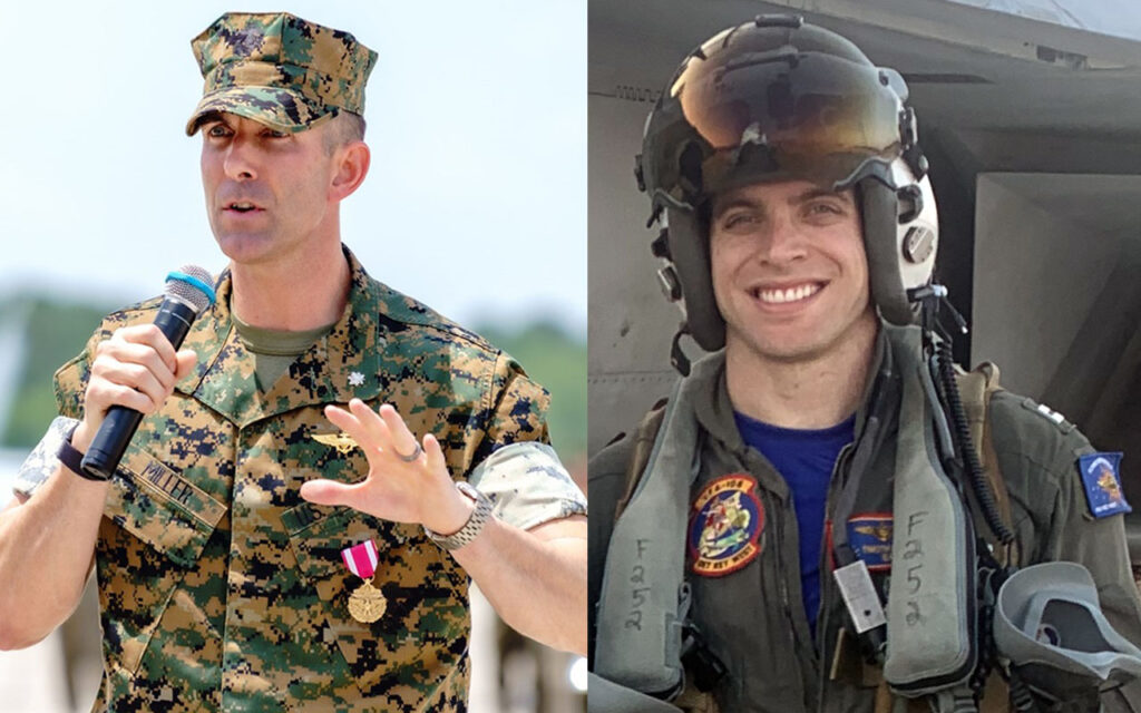 Tim Miller (left) and Tim Myland (light), students in the Weekend Executive MBA program appear side-by-side in cropped photo. They are both wearing military uniforms.
