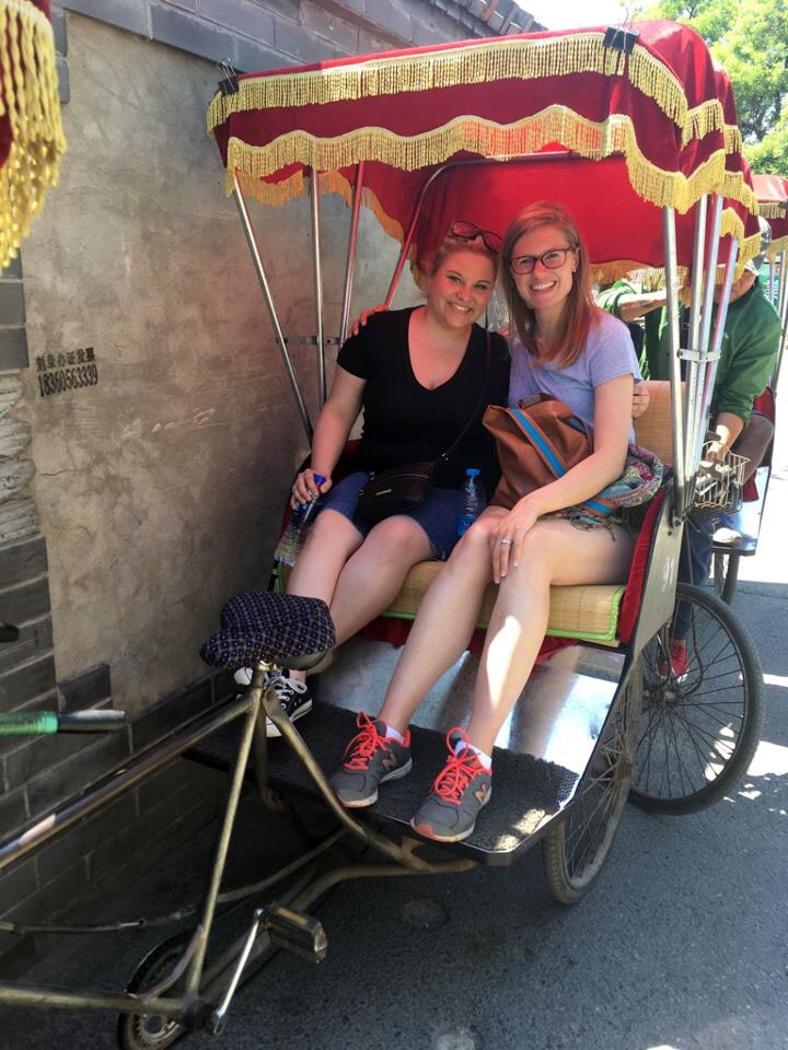me and a classmates on a rickshaw during the Global Academic Travel Experience