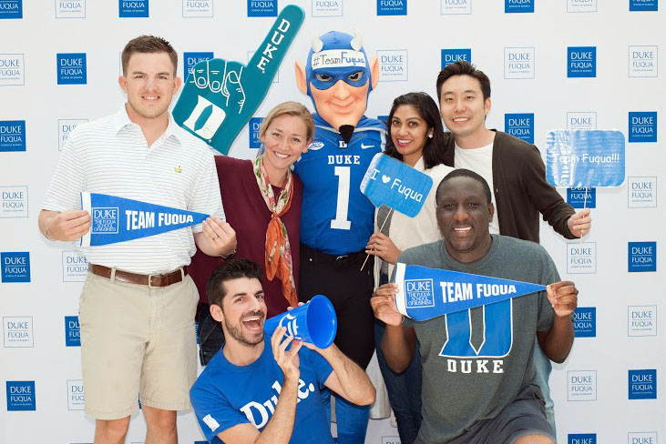 Kait with her 5 teammates and the Duke Blue Devil during orientation #TeamFuqua