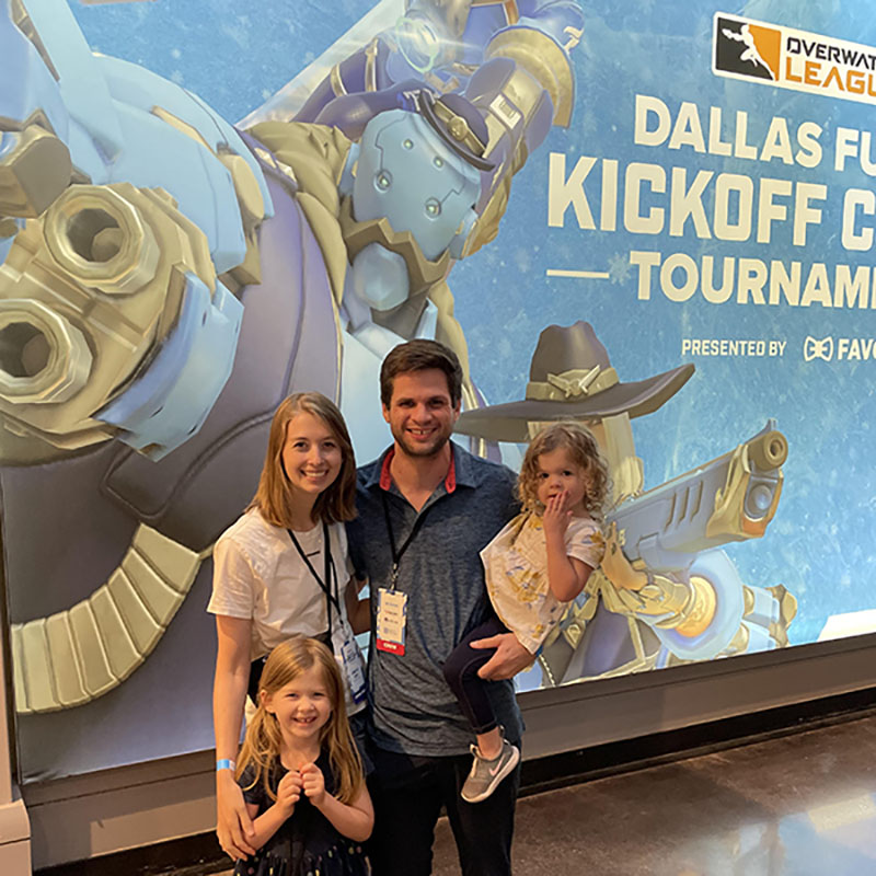 Sean Miller and his family attending an Overwatch League tournament