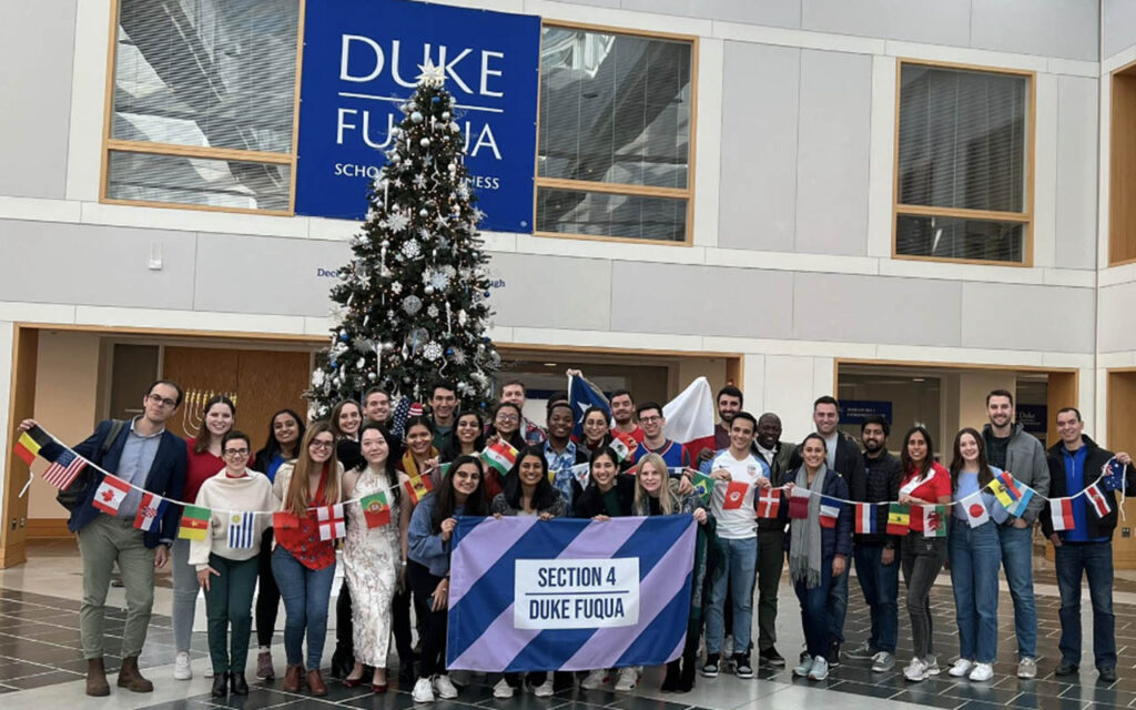 Maria Castrillon with her Section 4 classmates at Duke University's Fuqua School of Business