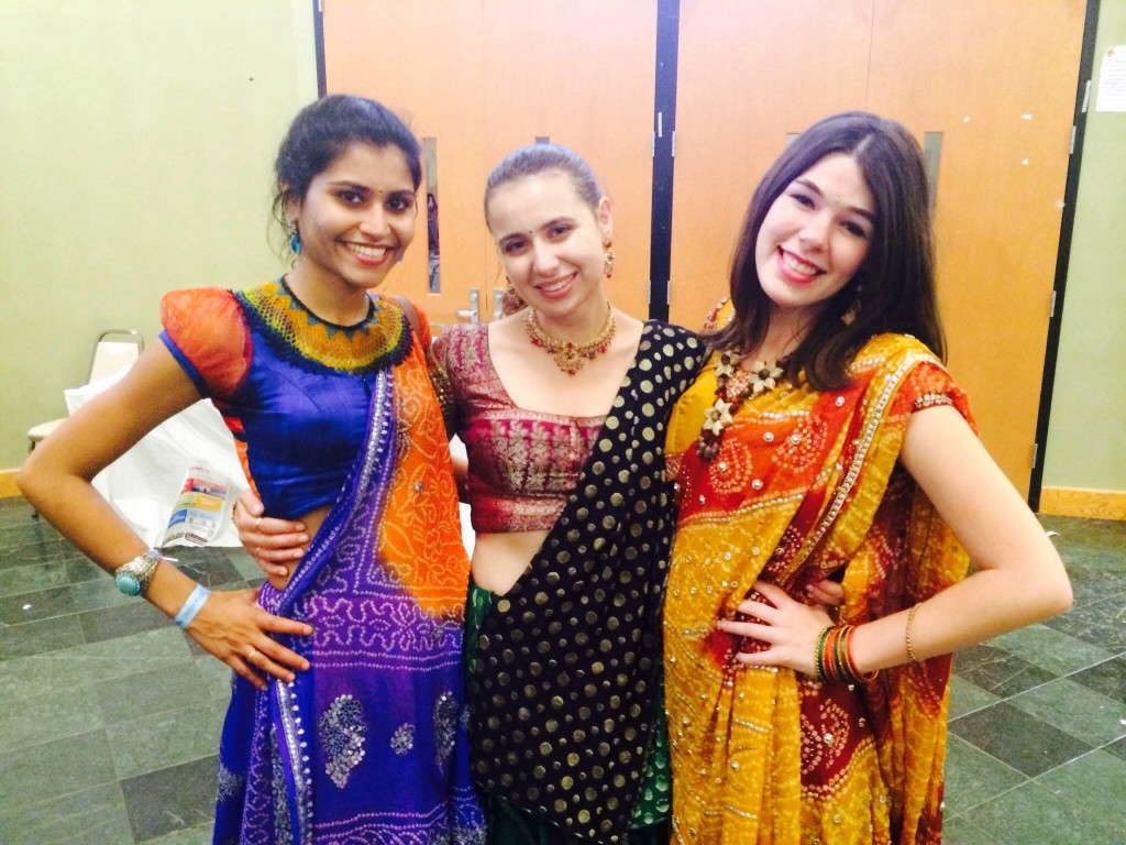 Students dressed up for Navaratri, a Hindu festival