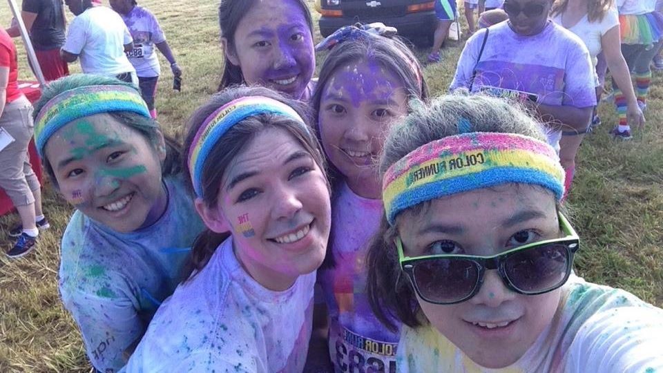 A color run - students painted their faces