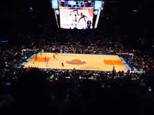 A New York Knicks game in Madison Square Garden