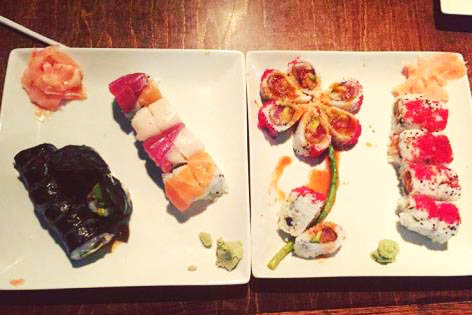 two artistically plated sushi dishes from Sushi Love, one of the spots that helped Robyn feel at home in Durham