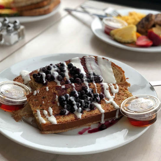 iced blueberry toast from Mad Hatter, one of Lily's brunch recommendations