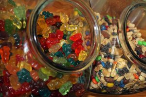 gummy bears and trail mix, break room snacks