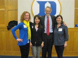 Duke Fuqua School of Business Dean Bill Boulding with several Daytime MBA students