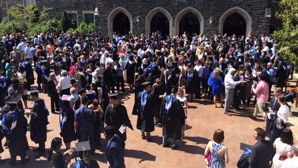 my classmates and families gathering after graduation, one of my reflections as a Fuqua alumna
