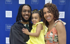 Kyle Burnett with his family after graduating from Duke University's Fuqua School of Business